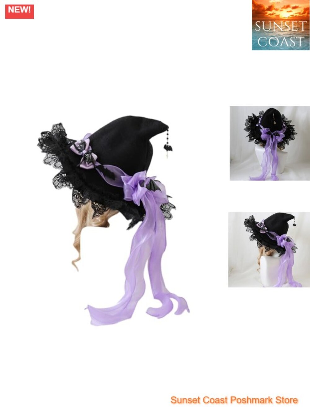 Lolita Witch Hat Wizard Costume Headwear Polyester Pointed Bow Detachable